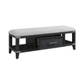 Banc de chambre Laguna de 132 cm de large avec tiroir, acier patiné