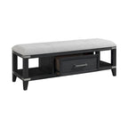 Banc de chambre Laguna de 132 cm de large avec tiroir, acier patiné
