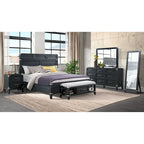 Banc de chambre Laguna de 132 cm de large avec tiroir, acier patiné