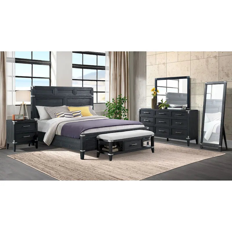 Banc de chambre Laguna de 132 cm de large avec tiroir, acier patiné