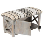 HERAT ORIENTAL Banc de rangement avec portes de placard tapissées en coton fait main - 14x17x30