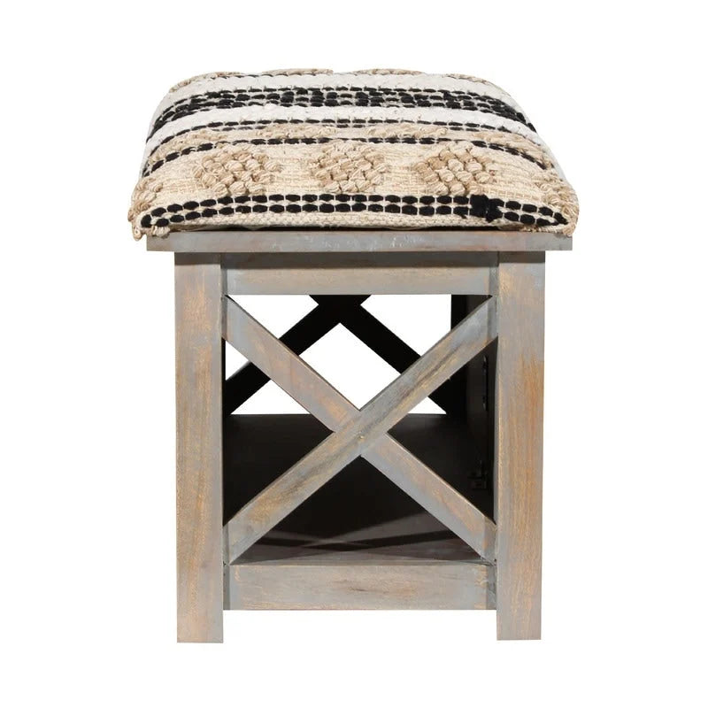 HERAT ORIENTAL Banc de rangement avec portes de placard tapissées en coton fait main - 14x17x30