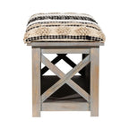 HERAT ORIENTAL Banc de rangement avec portes de placard tapissées en coton fait main - 14x17x30