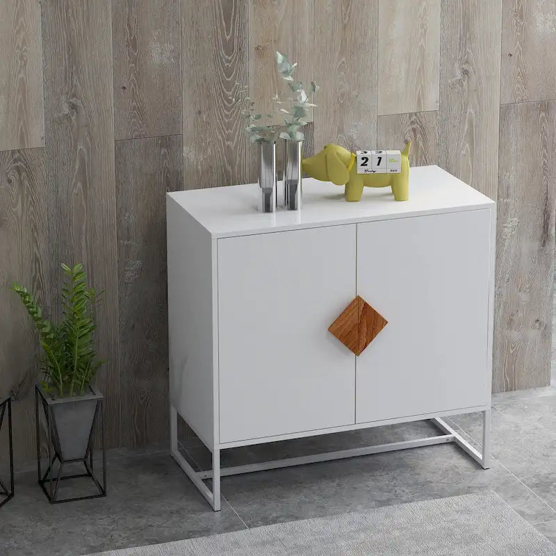 Buffet 2 portes avec poignée carrée en MDF