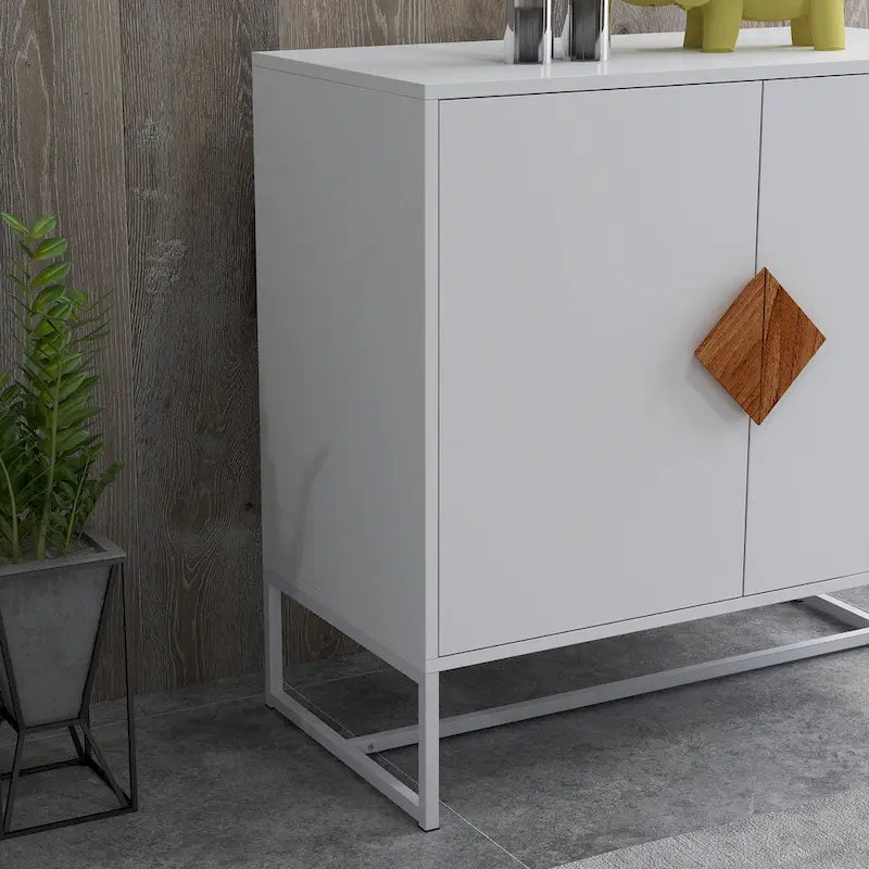Buffet 2 portes avec poignée carrée en MDF