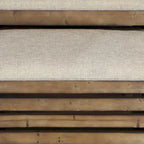 HomeRoots Lot de deux bancs de rangement marron en bois à lattes et rembourrés avec plateau rabattable – 23,7 L x 14 P x 17,5 H