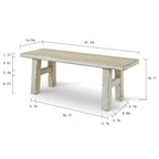 Banc Artissance petit Amalfi en vieux pin, 119 cm de long, finition blanc cassé antique