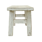 Banc Artissance petit Amalfi en vieux pin, 119 cm de long, finition blanc cassé antique