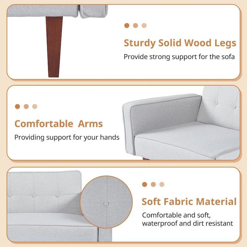 Canapé futon lit de mousse à mémoire de forme convertible pliable pour deux personnes