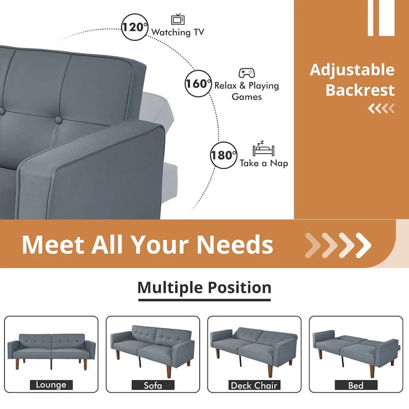 Canapé futon lit de mousse à mémoire de forme convertible pliable pour deux personnes