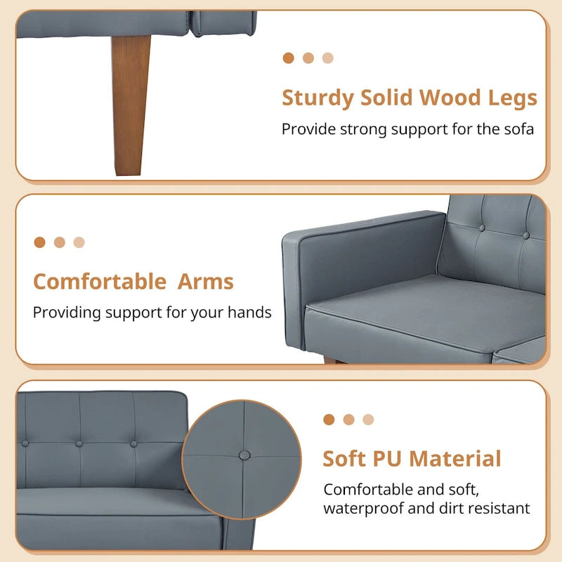 Canapé futon lit de mousse à mémoire de forme convertible pliable pour deux personnes