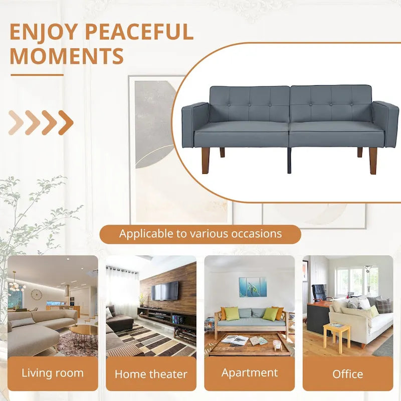 Canapé futon lit de mousse à mémoire de forme convertible pliable pour deux personnes