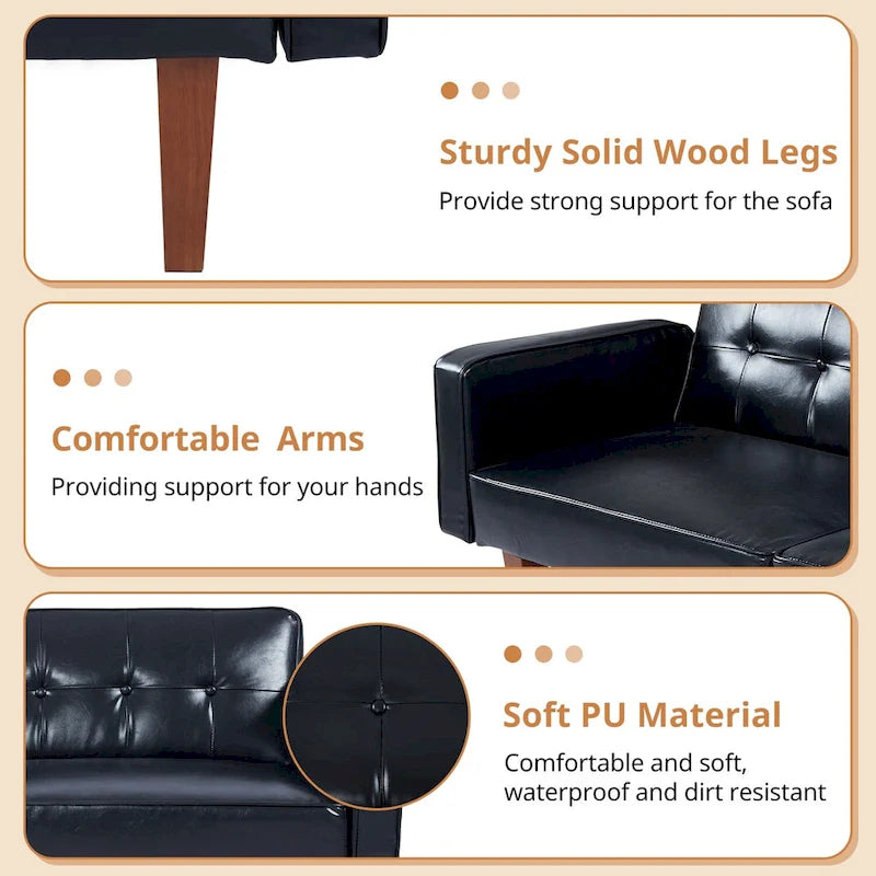 Canapé futon lit de mousse à mémoire de forme convertible pliable pour deux personnes