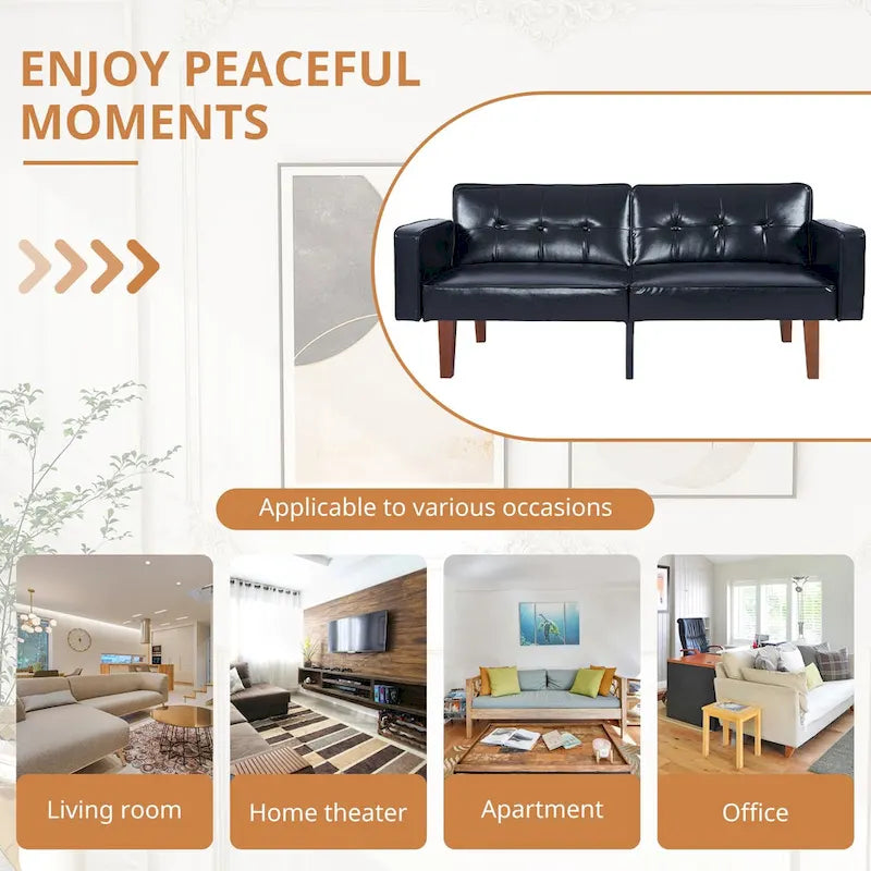 Canapé futon lit de mousse à mémoire de forme convertible pliable pour deux personnes