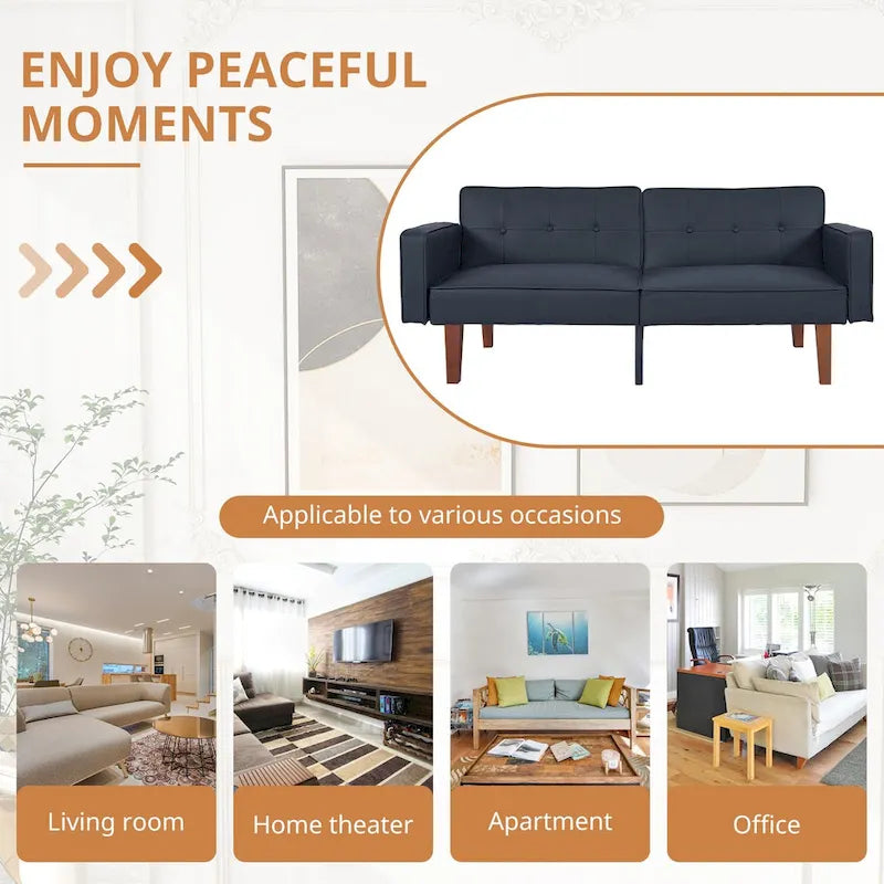 Canapé futon lit de mousse à mémoire de forme convertible pliable pour deux personnes