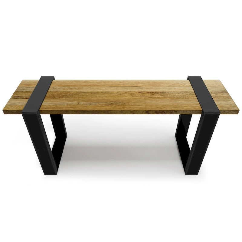 WYNDENHALL Marta banc contemporain industriel en MANGUIER MASSIF de 107 cm de large, couleur naturelle - 107 cm de large