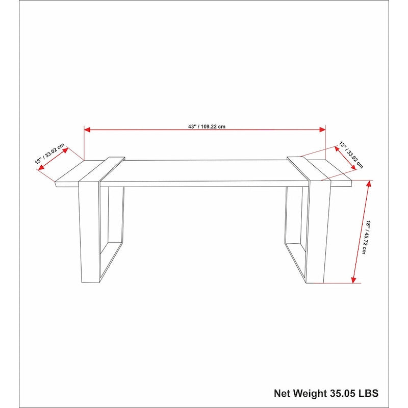 WYNDENHALL Marta banc contemporain industriel en MANGUIER MASSIF de 107 cm de large, couleur naturelle - 107 cm de large