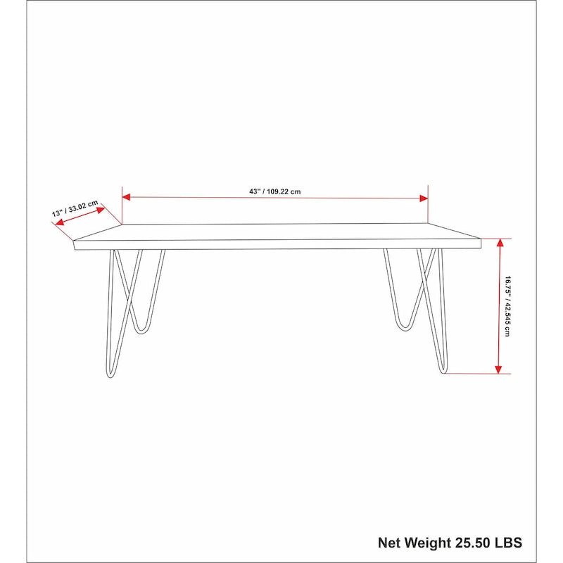 WYNDENHALL Emanuel Banc industriel contemporain en manguier massif de 106,7 cm de large, couleur naturelle – 32,5 P x 107,4 L x 42,4 H cm