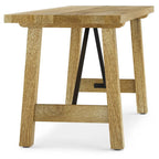 WYNDENHALL Jake Banc industriel contemporain en bois de manguier massif de 120 cm de large, couleur naturelle - 35,5 P x 120 l x 43 H