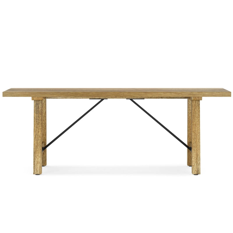 WYNDENHALL Jake Banc industriel contemporain en bois de manguier massif de 120 cm de large, couleur naturelle - 35,5 P x 120 l x 43 H