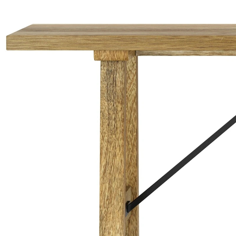 WYNDENHALL Jake Banc industriel contemporain en bois de manguier massif de 120 cm de large, couleur naturelle - 35,5 P x 120 l x 43 H