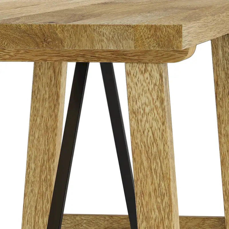 WYNDENHALL Jake Banc industriel contemporain en bois de manguier massif de 120 cm de large, couleur naturelle - 35,5 P x 120 l x 43 H