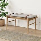 Banc Nathan James Gugan mi-siècle marron clair avec coussin amovible ivoire pour chambre et couloir