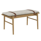 Banc Nathan James Gugan mi-siècle marron clair avec coussin amovible ivoire pour chambre et couloir