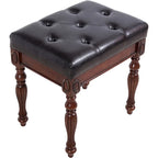 Banc à chaussures traditionnel avec coussin capitonné, pieds en bois tourné, banc d'entrée rembourré
