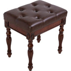 Banc à chaussures traditionnel avec coussin capitonné, pieds en bois tourné, banc d'entrée rembourré