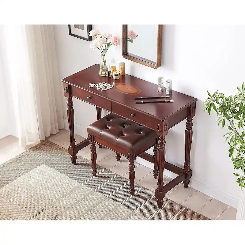 Banc à chaussures traditionnel avec coussin capitonné, pieds en bois tourné, banc d'entrée rembourré