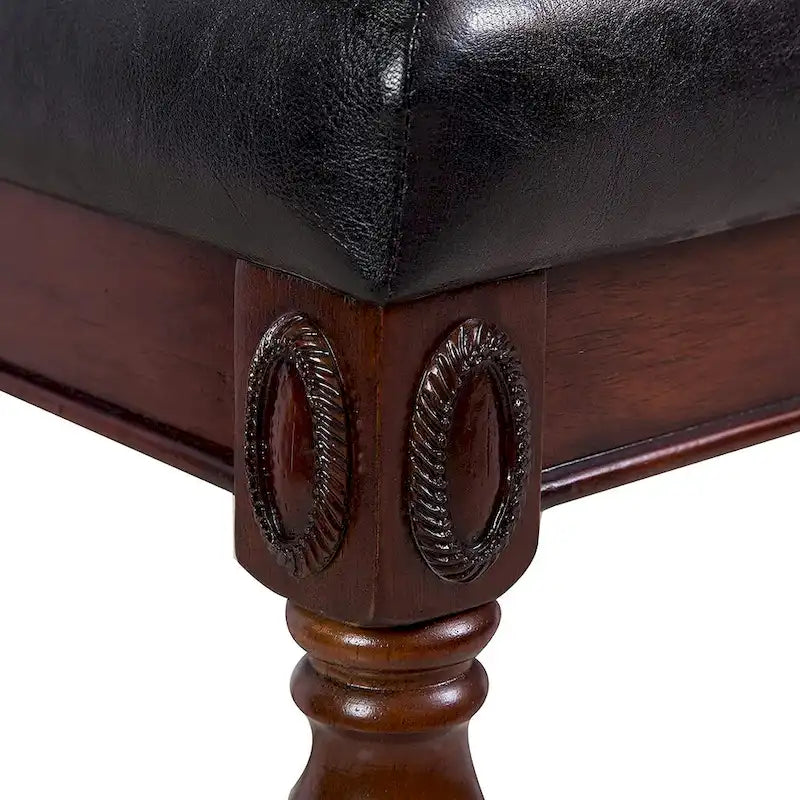 Banc à chaussures traditionnel avec coussin capitonné, pieds en bois tourné, banc d'entrée rembourré