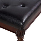 Banc à chaussures traditionnel avec coussin capitonné, pieds en bois tourné, banc d'entrée rembourré