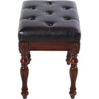 Banc à chaussures traditionnel avec coussin capitonné, pieds en bois tourné, banc d'entrée rembourré