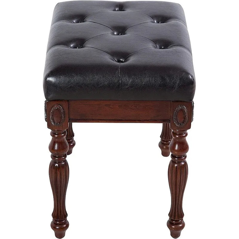 Banc à chaussures traditionnel avec coussin capitonné, pieds en bois tourné, banc d'entrée rembourré