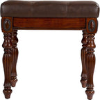 Banc à chaussures traditionnel avec coussin capitonné, pieds en bois tourné, banc d'entrée rembourré