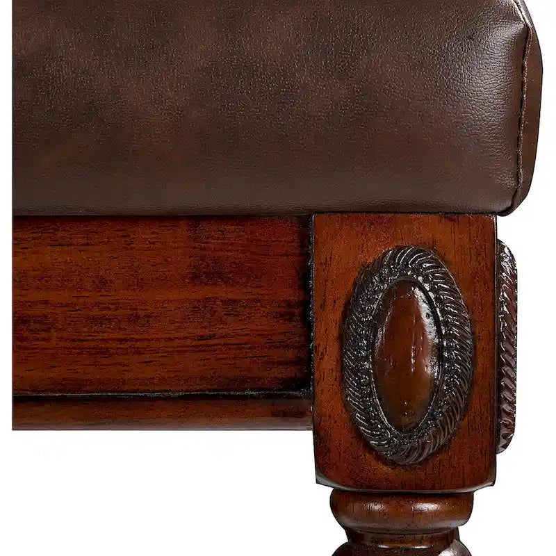 Banc à chaussures traditionnel avec coussin capitonné, pieds en bois tourné, banc d'entrée rembourré
