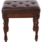 Banc à chaussures traditionnel avec coussin capitonné, pieds en bois tourné, banc d'entrée rembourré