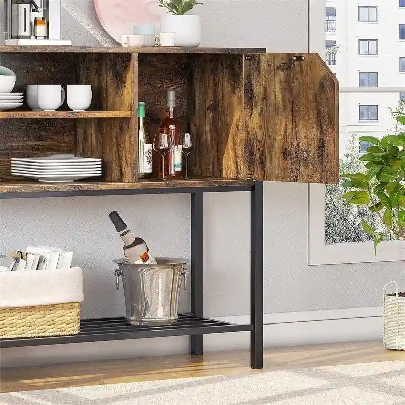 Meuble de bar à café avec buffet de rangement, buffet de cuisine – 35 P x 106 L x 84 H cm