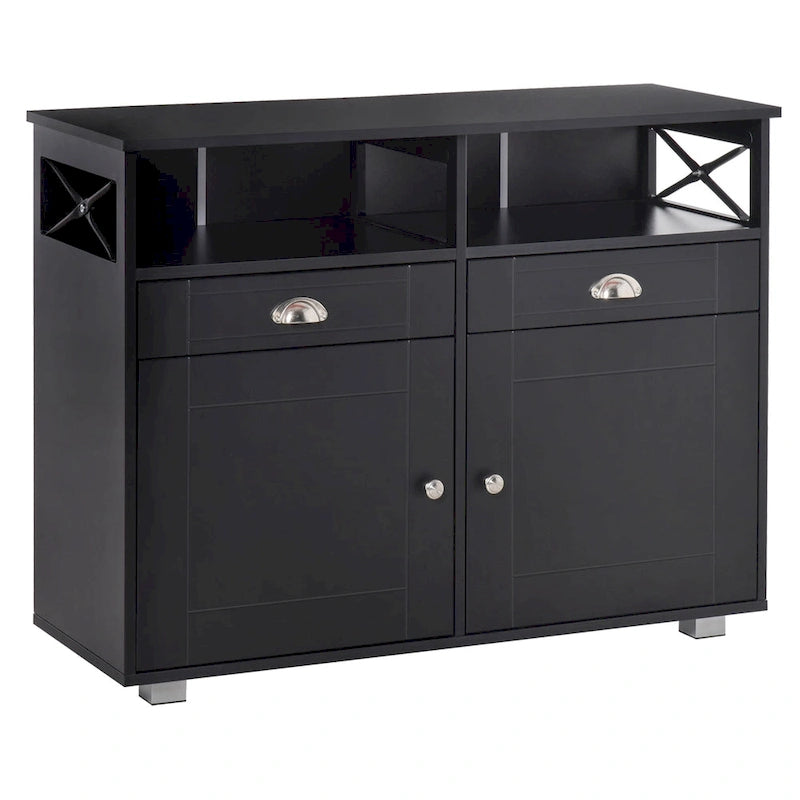 HOMCOM Meuble buffet de rangement console de service avec tiroirs pour salon, salle à manger