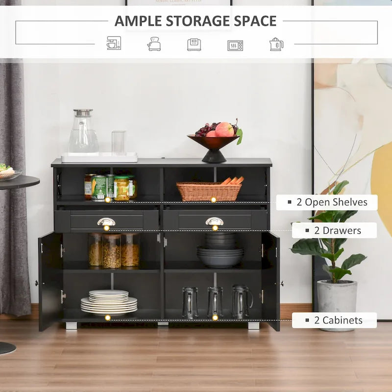 HOMCOM Meuble buffet de rangement console de service avec tiroirs pour salon, salle à manger