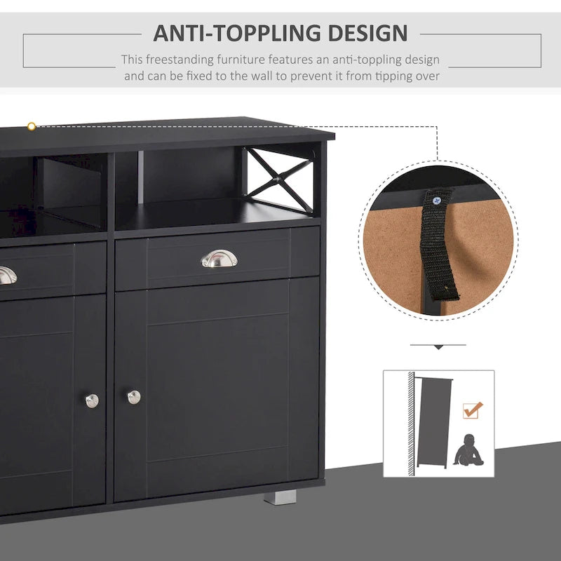HOMCOM Meuble buffet de rangement console de service avec tiroirs pour salon, salle à manger