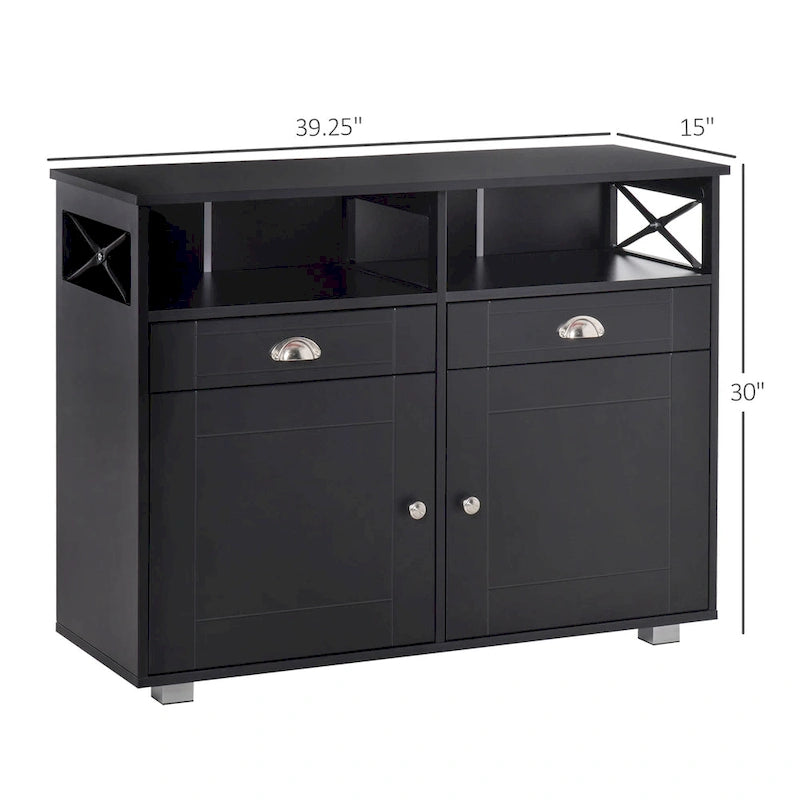HOMCOM Meuble buffet de rangement console de service avec tiroirs pour salon, salle à manger