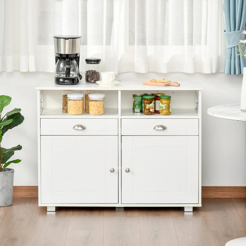 HOMCOM Meuble buffet de rangement console de service avec tiroirs pour salon, salle à manger