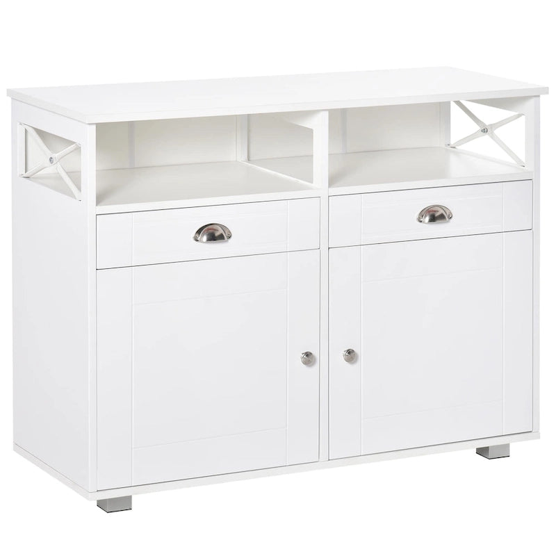 HOMCOM Meuble buffet de rangement console de service avec tiroirs pour salon, salle à manger