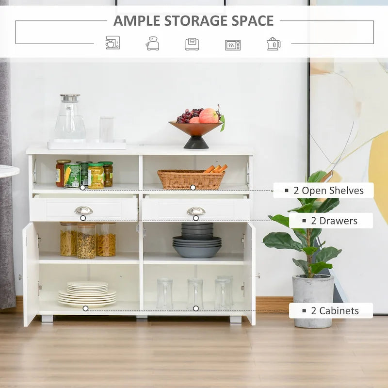 HOMCOM Meuble buffet de rangement console de service avec tiroirs pour salon, salle à manger