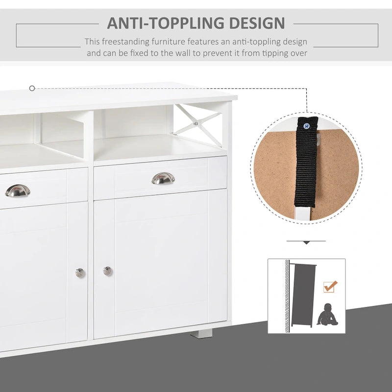 HOMCOM Meuble buffet de rangement console de service avec tiroirs pour salon, salle à manger