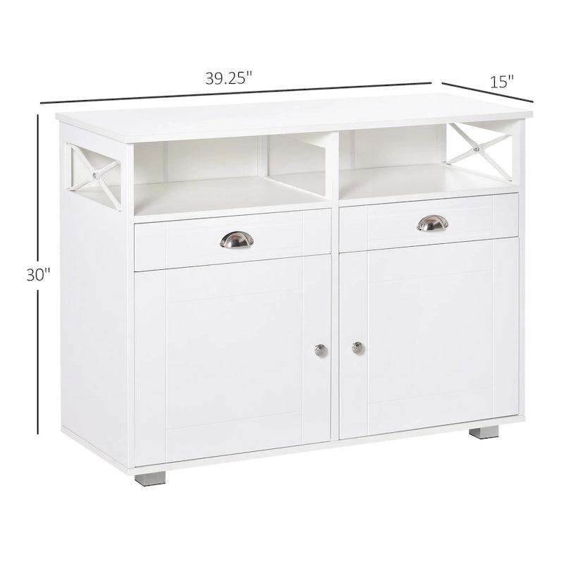 HOMCOM Meuble buffet de rangement console de service avec tiroirs pour salon, salle à manger