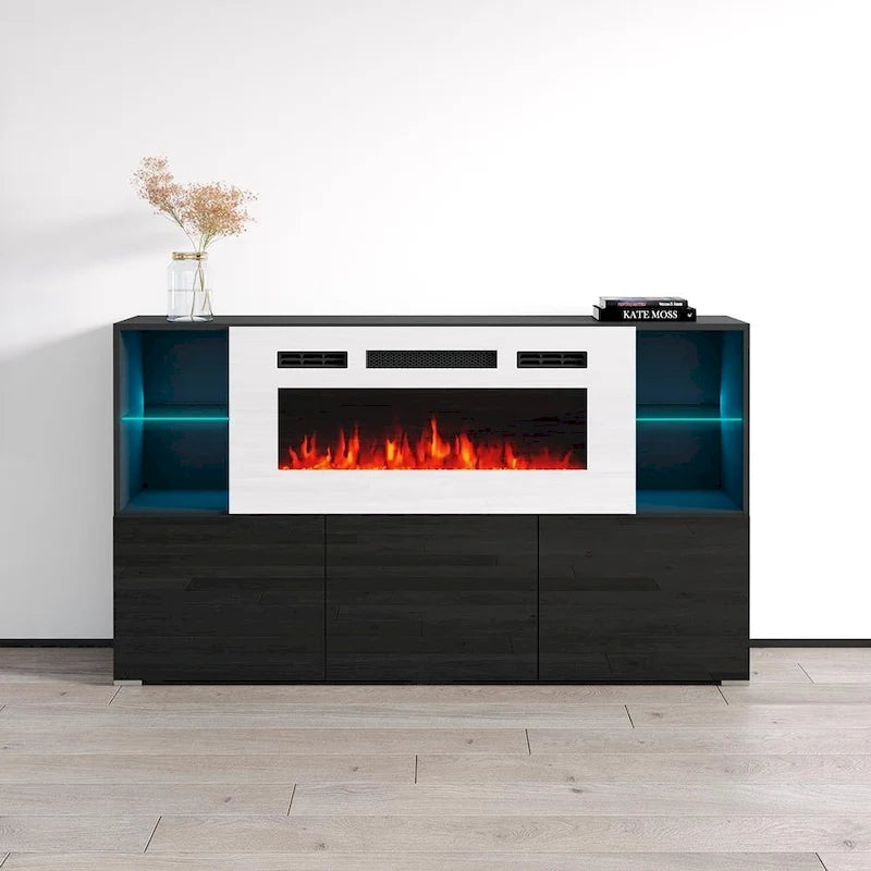Komi WH03 Buffet de cheminée électrique moderne de 63 pouces
