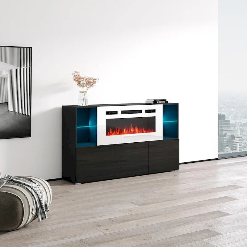 Komi WH03 Buffet de cheminée électrique moderne de 63 pouces